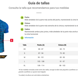 Guía de Tallas Camisetas Manga Corta Joma
