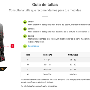 Guía de Tallas Camisetas Joma