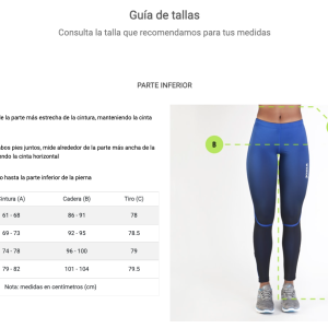 Guía de Tallas - Pantalón Corto Chica Joma